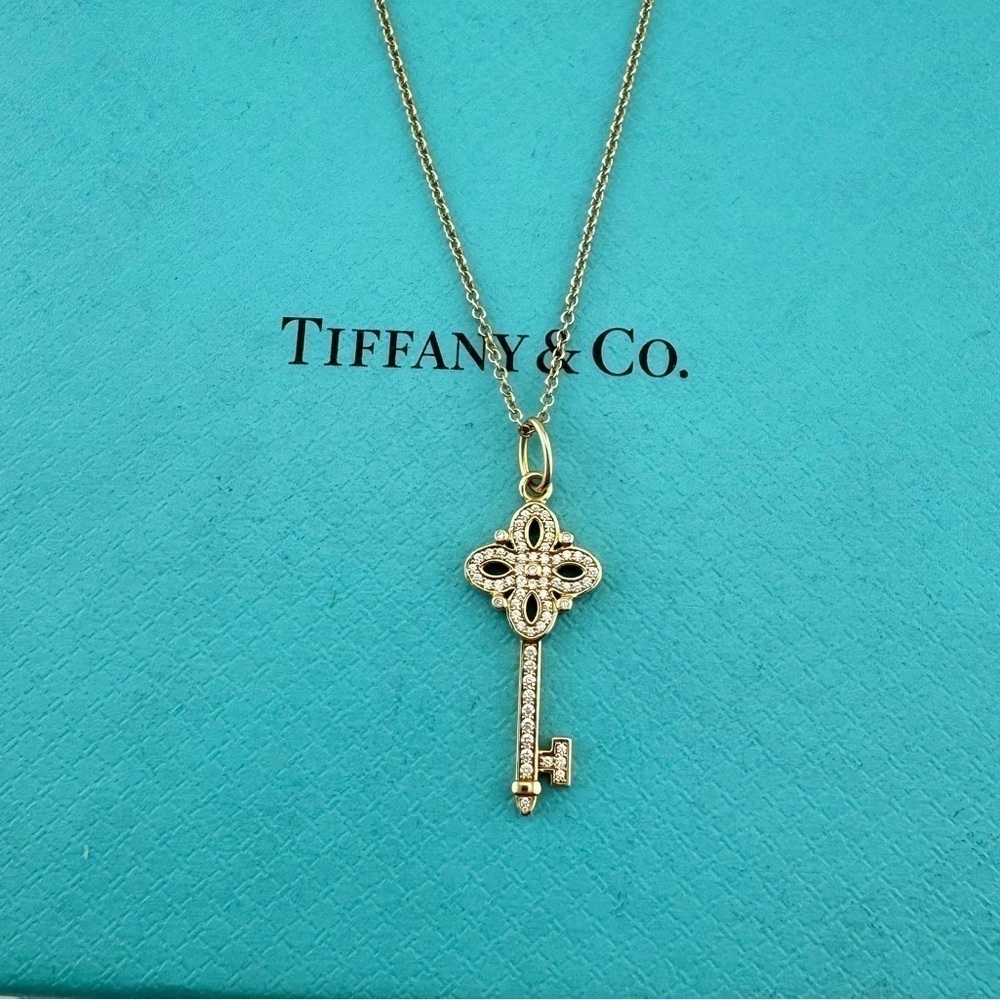 Tiffany & Co. Diamond Mini Victoria Key Necklace 18k Rose Gold 16"